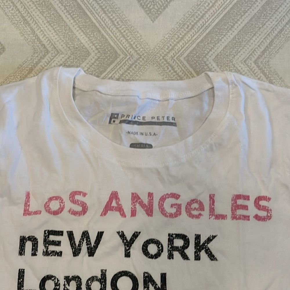 Prince Peter Collection Women’s ‘city listing’ Graphic T-Shirt - Picture 2 of 6